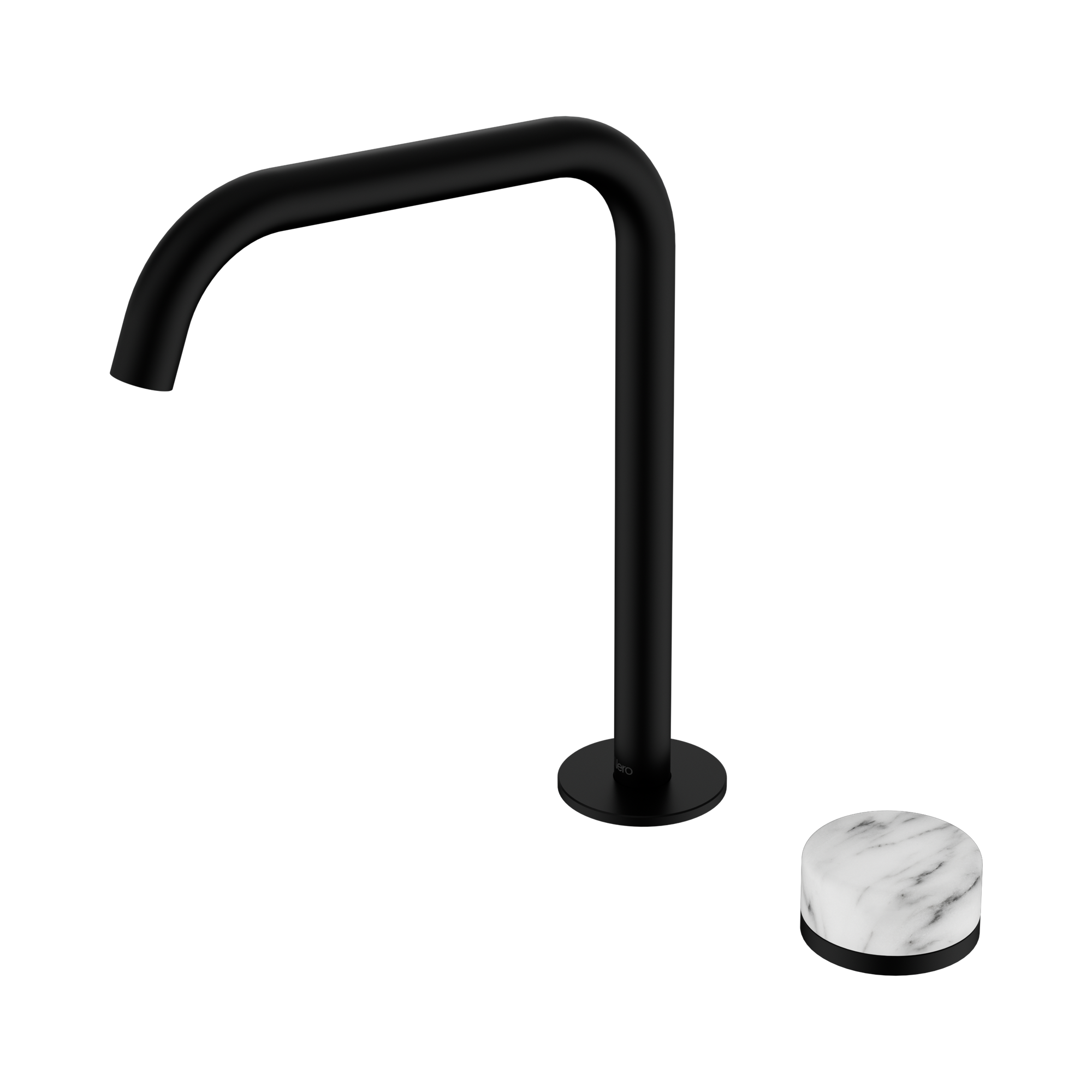 Nero Serenity Progressive Bath/Kitchen Mixer Edge Spout With Arabescato Corchia Handle, Matte Black
