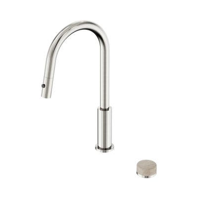 Nero Serenity Progressive Pull Out Kitchen Set With Rome Travertine Handle, Brushed Nickel