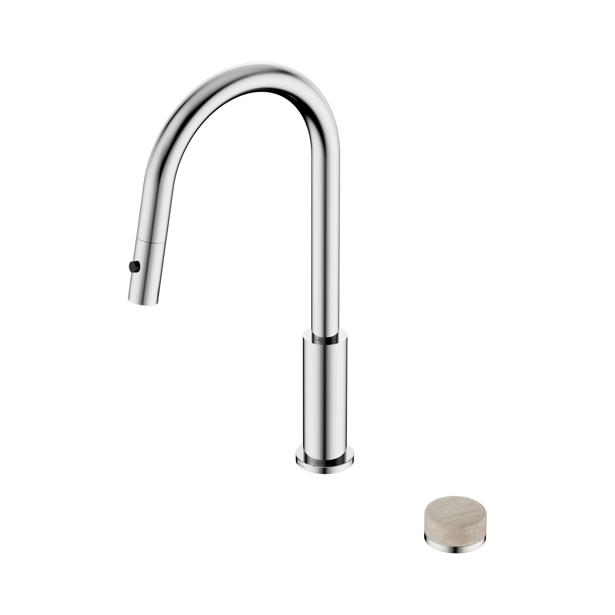 Nero Serenity Progressive Pull Out Kitchen Set With Rome Travertine Handle, Chrome