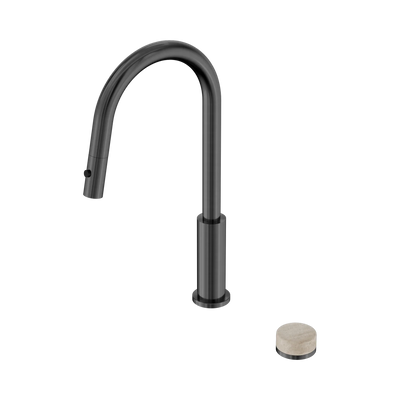 Nero Serenity Progressive Pull Out Kitchen Set With Rome Travertine Handle, Gun Metal