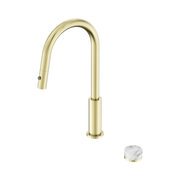 Nero Serenity Progressive Pull Out Kitchen Set With Arabescato Corchia Handle, Brushed Gold