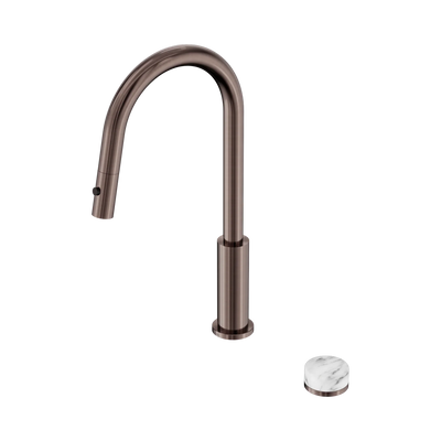 Nero Serenity Progressive Pull Out Kitchen Set With Arabescato Corchia Handle, Brushed Bronze
