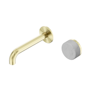 Nero Serenity Progressive Wall Basin Mixer 160mm Spout With Carrara Handle, Brushed Gold
