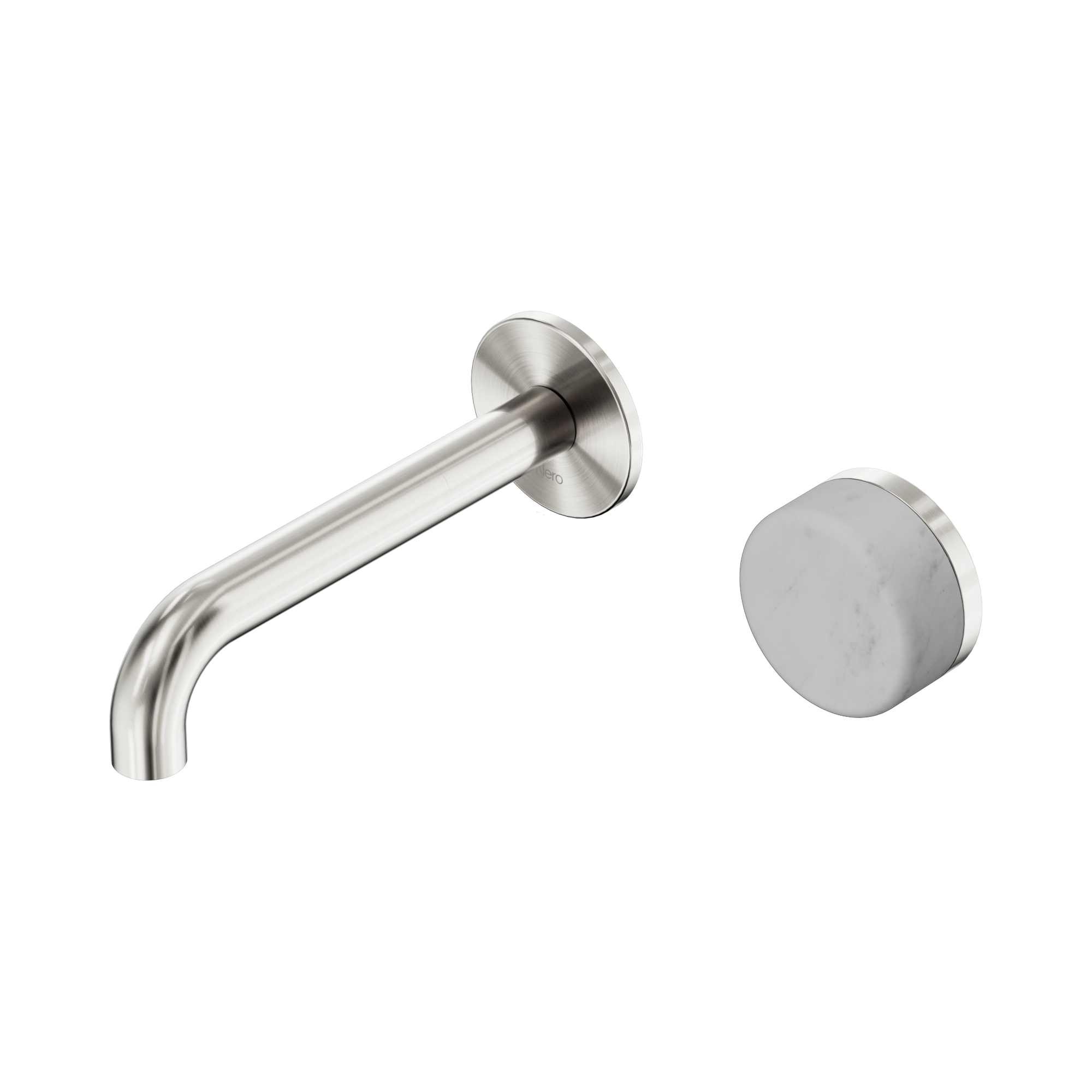 Nero Serenity Progressive Wall Basin Mixer 160mm Spout With Carrara Handle, Brushed Nickel