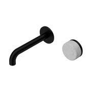Nero Serenity Progressive Wall Basin Mixer 160mm Spout With Carrara Handle, Matte Black