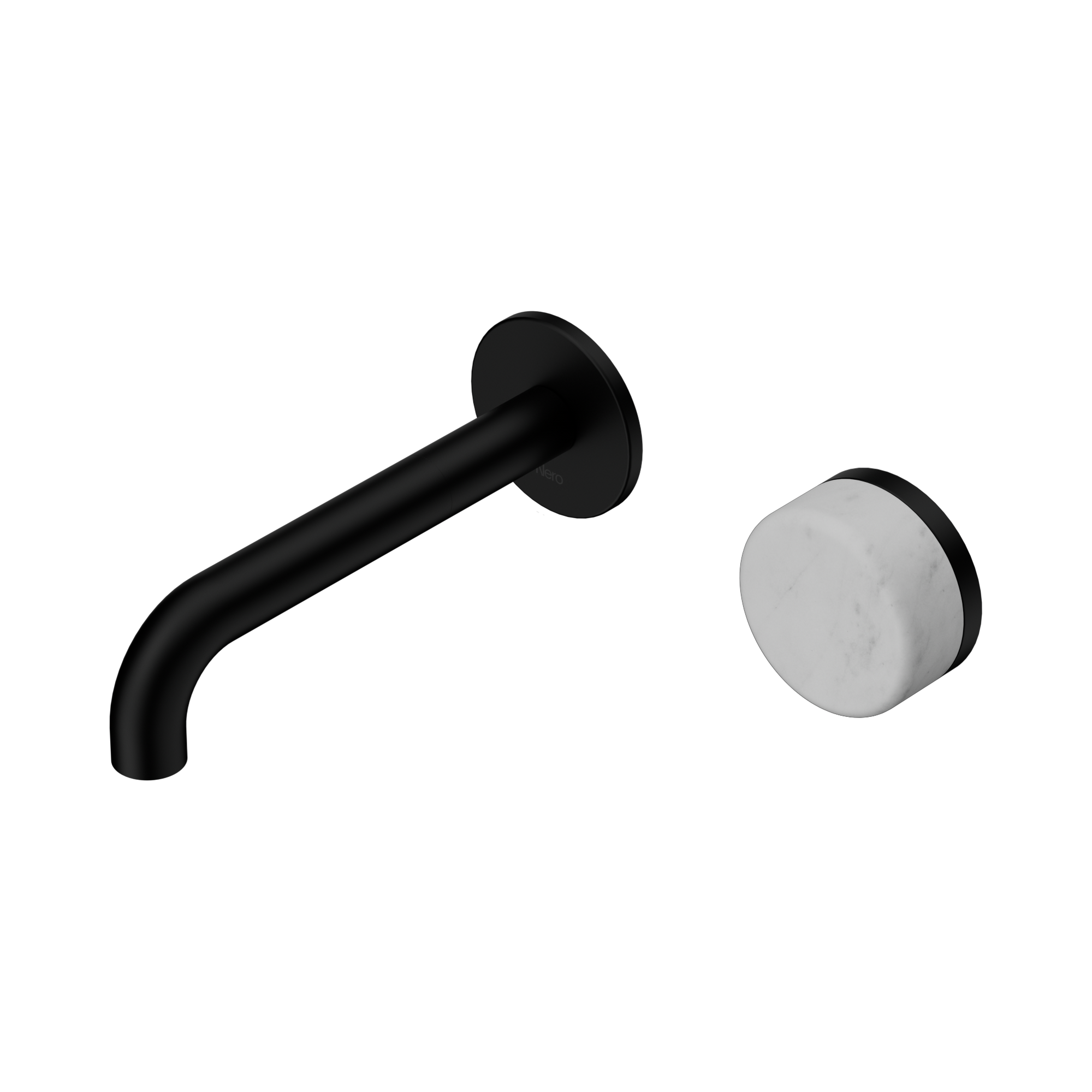 Nero Serenity Progressive Wall Basin Mixer 160mm Spout With Carrara Handle, Matte Black