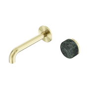 Nero Serenity Progressive Wall Basin Mixer 160mm Spout With Verde Alpi Handle, Brushed Gold