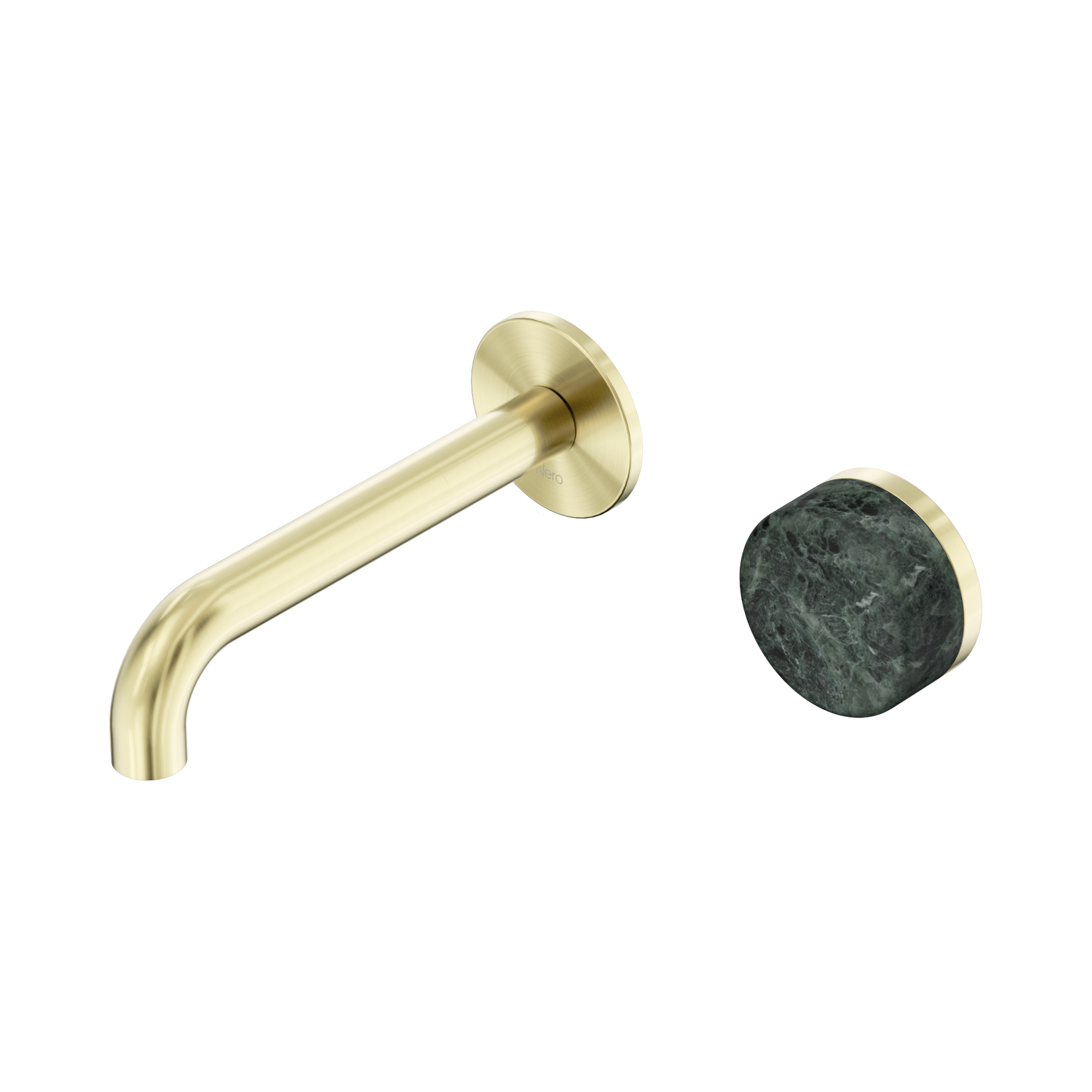 Nero Serenity Progressive Wall Basin Mixer 160mm Spout With Verde Alpi Handle, Brushed Gold