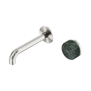 Nero Serenity Progressive Wall Basin Mixer 160mm Spout With Verde Alpi Handle, Brushed Nickel