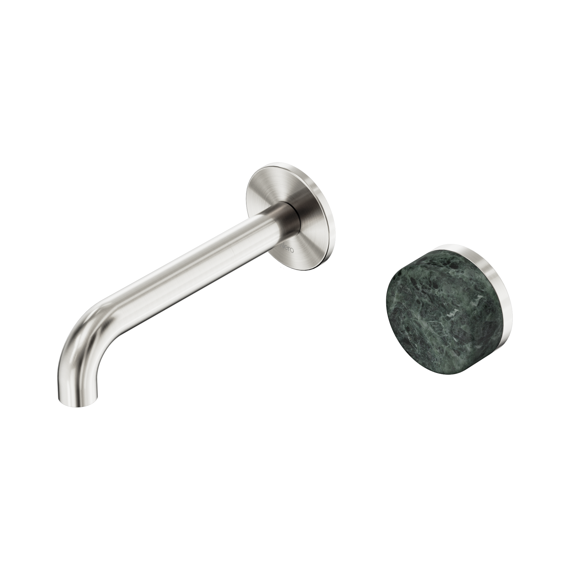 Nero Serenity Progressive Wall Basin Mixer 160mm Spout With Verde Alpi Handle, Brushed Nickel