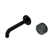Nero Serenity Progressive Wall Basin Mixer 160mm Spout With Verde Alpi Handle, Matte Black