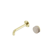 Nero Serenity Progressive Wall Basin Mixer Spout With Rome Travertine Handle