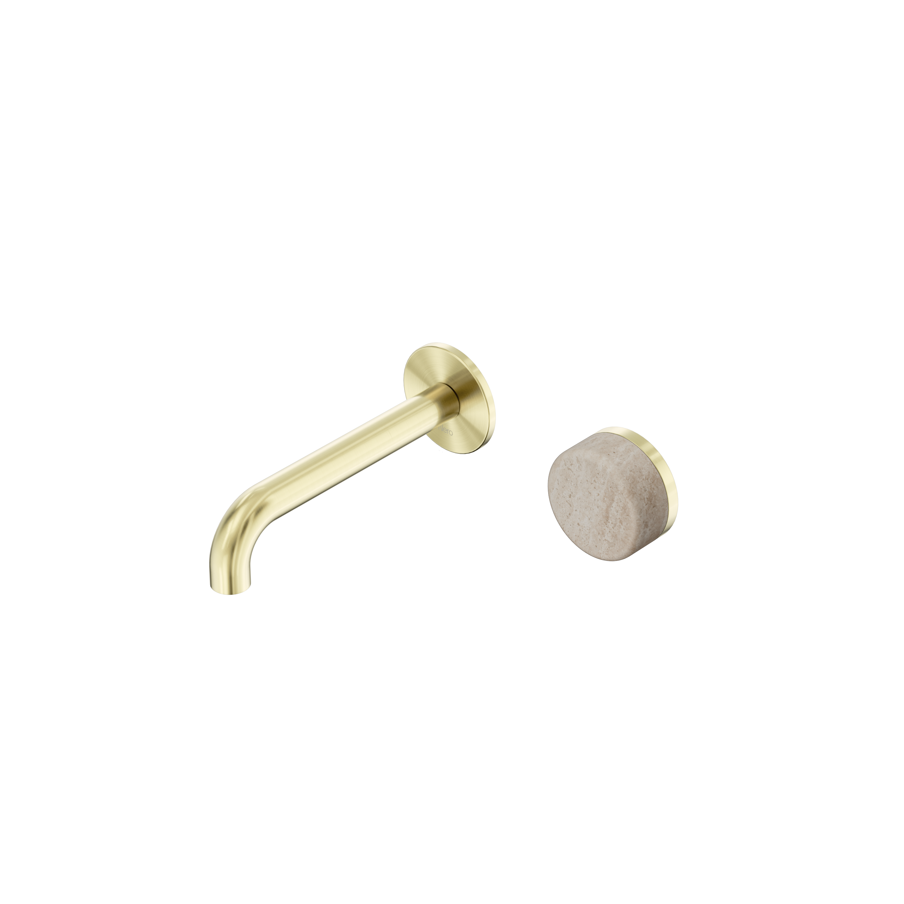 Nero Serenity Progressive Wall Basin Mixer Spout With Rome Travertine Handle