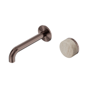 Nero Serenity Progressive Wall Basin Mixer 160mm Spout With Rome Travertine Handle, Brushed Bronze