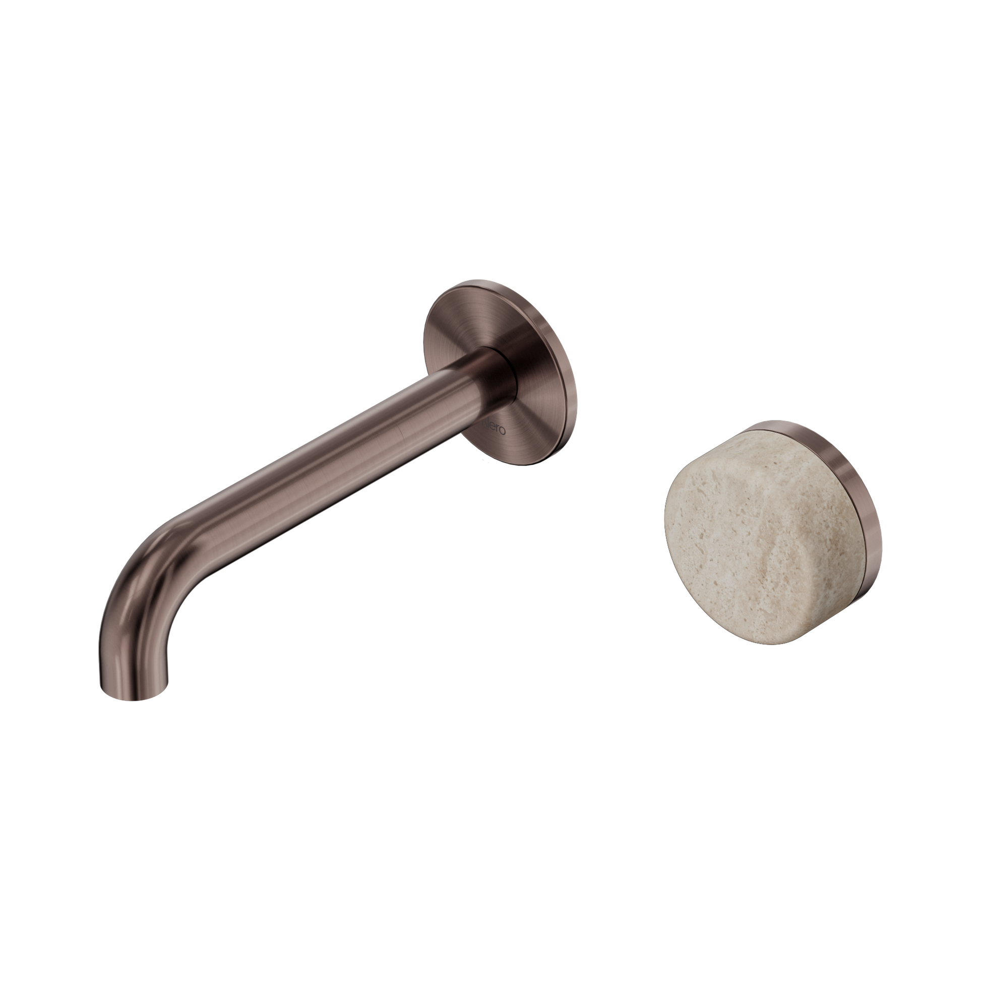 Nero Serenity Progressive Wall Basin Mixer 160mm Spout With Rome Travertine Handle, Brushed Bronze
