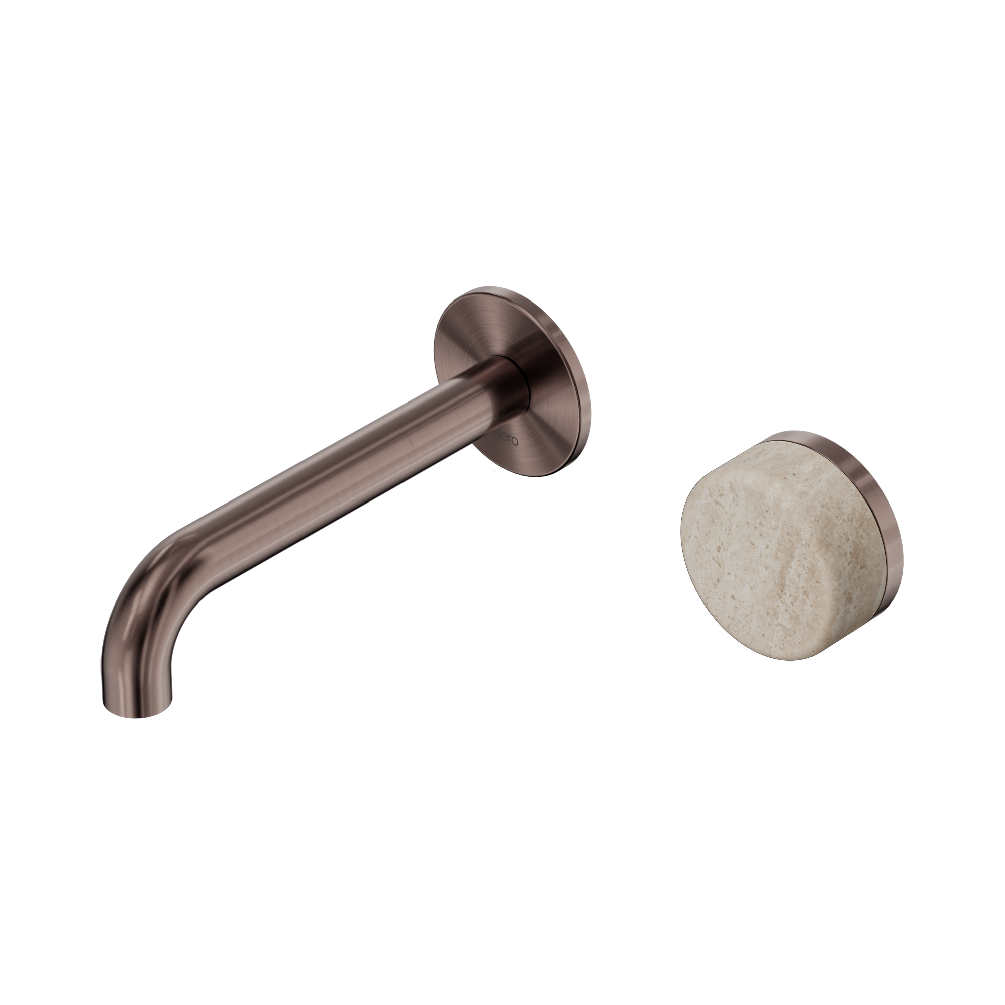 Nero Serenity Progressive Wall Basin Mixer 160mm Spout With Rome Travertine Handle, Brushed Bronze