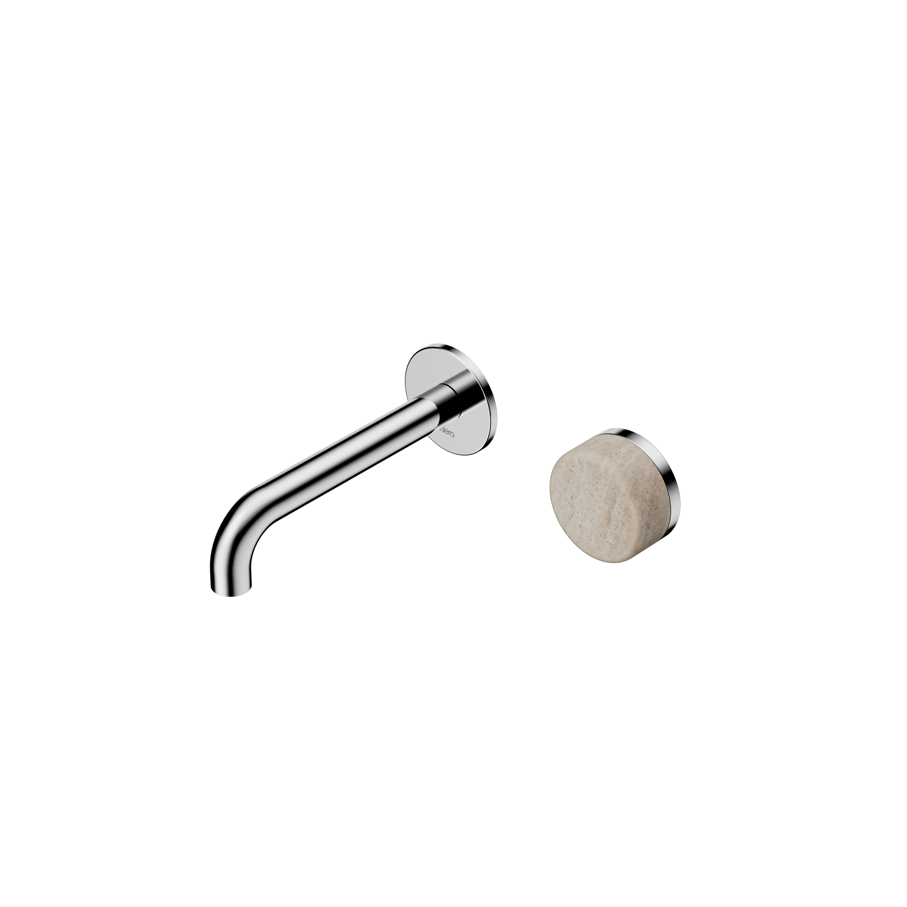 Nero Serenity Progressive Wall Basin Mixer Spout With Rome Travertine Handle