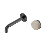 Nero Serenity Progressive Wall Basin Mixer 160mm Spout With Rome Travertine Handle, Gun Metal