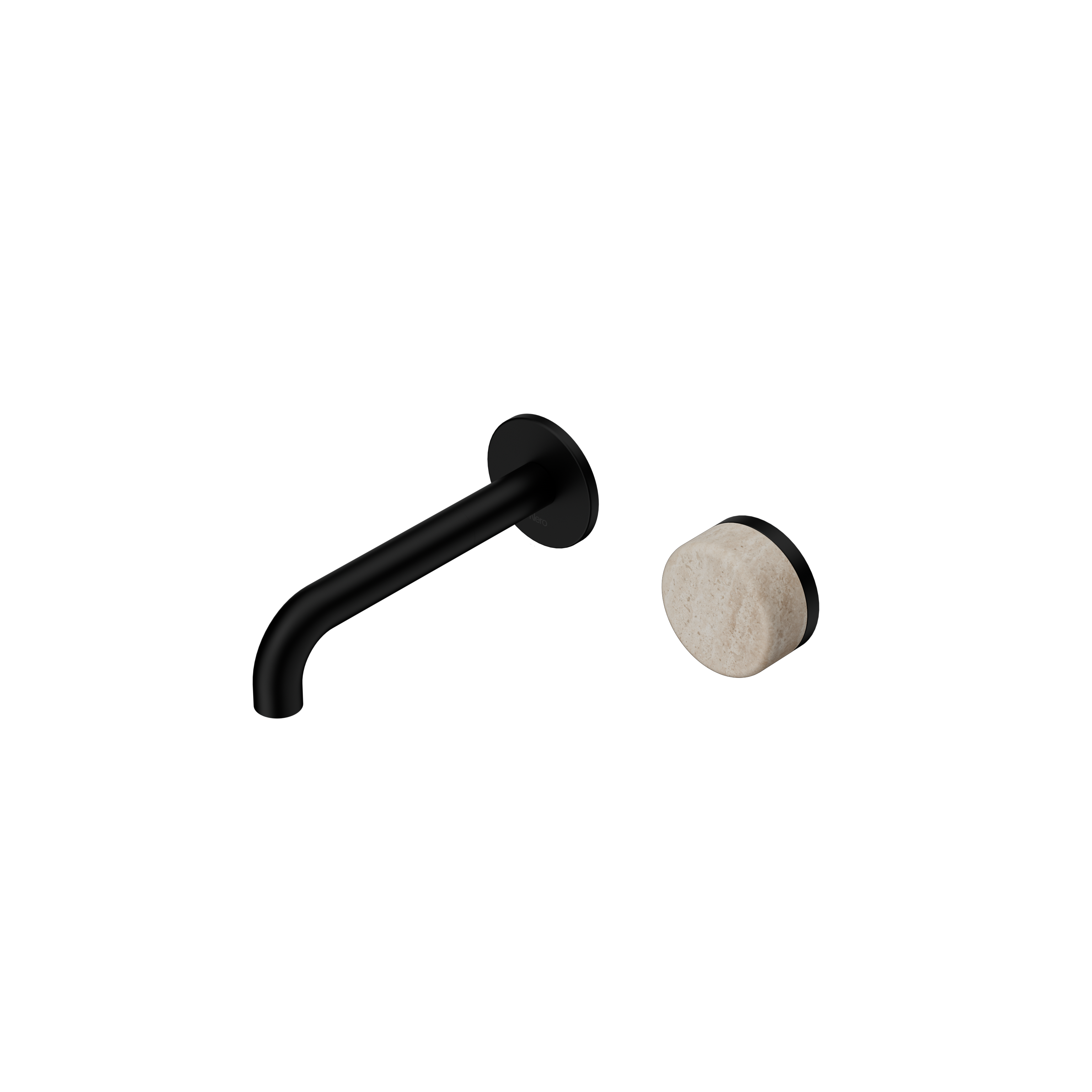 Nero Serenity Progressive Wall Basin Mixer Spout With Rome Travertine Handle