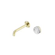 Nero Serenity Progressive Wall Basin Mixer Spout With Arabescato Corchia Handle