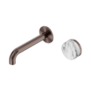 Nero Serenity Progressive Wall Basin Mixer 160mm Spout With Arabescato Corchia Handle, Brushed Bronze