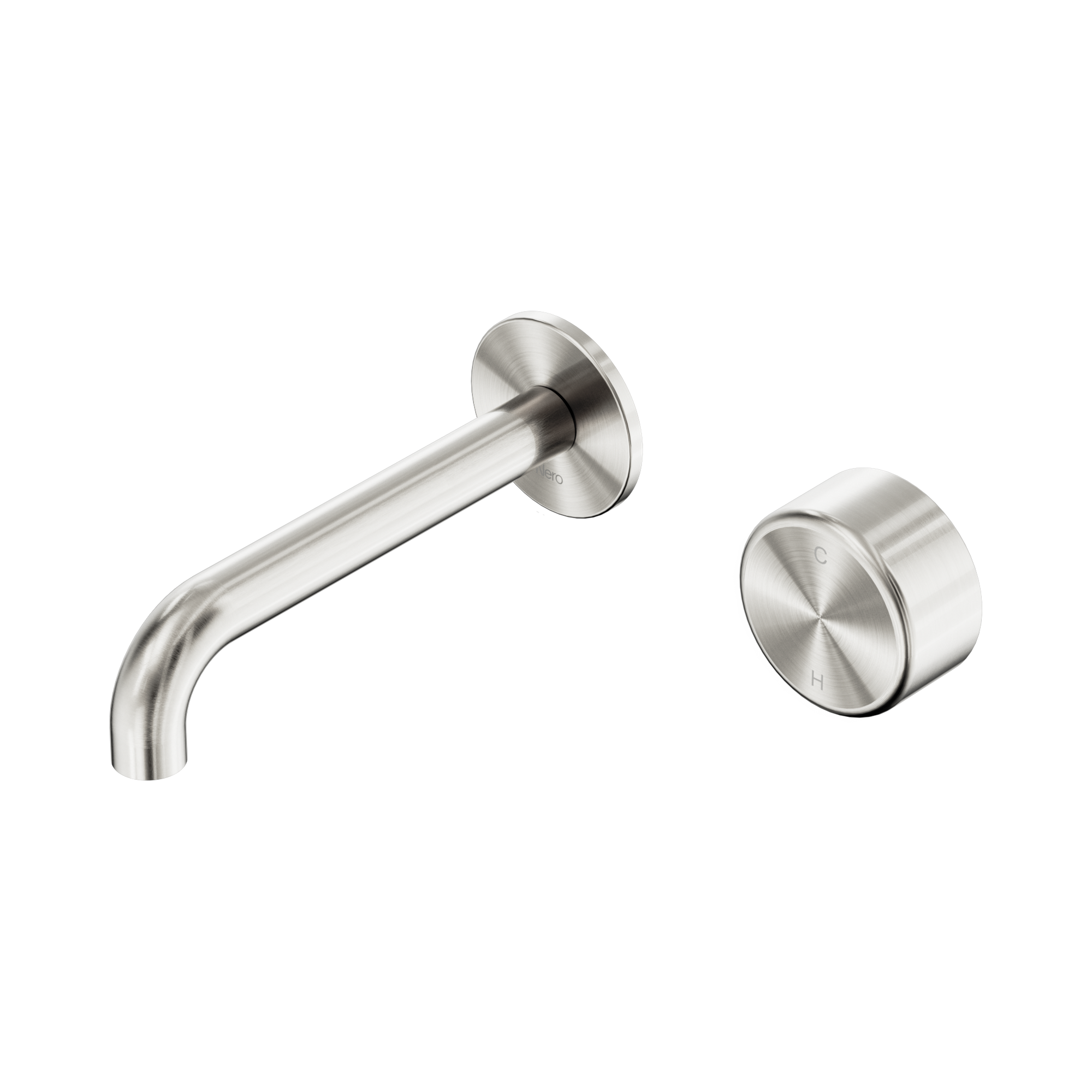 Nero Serenity Progressive Wall Basin Mixer 160mm Spout With Metal Handle, Brushed Nickel