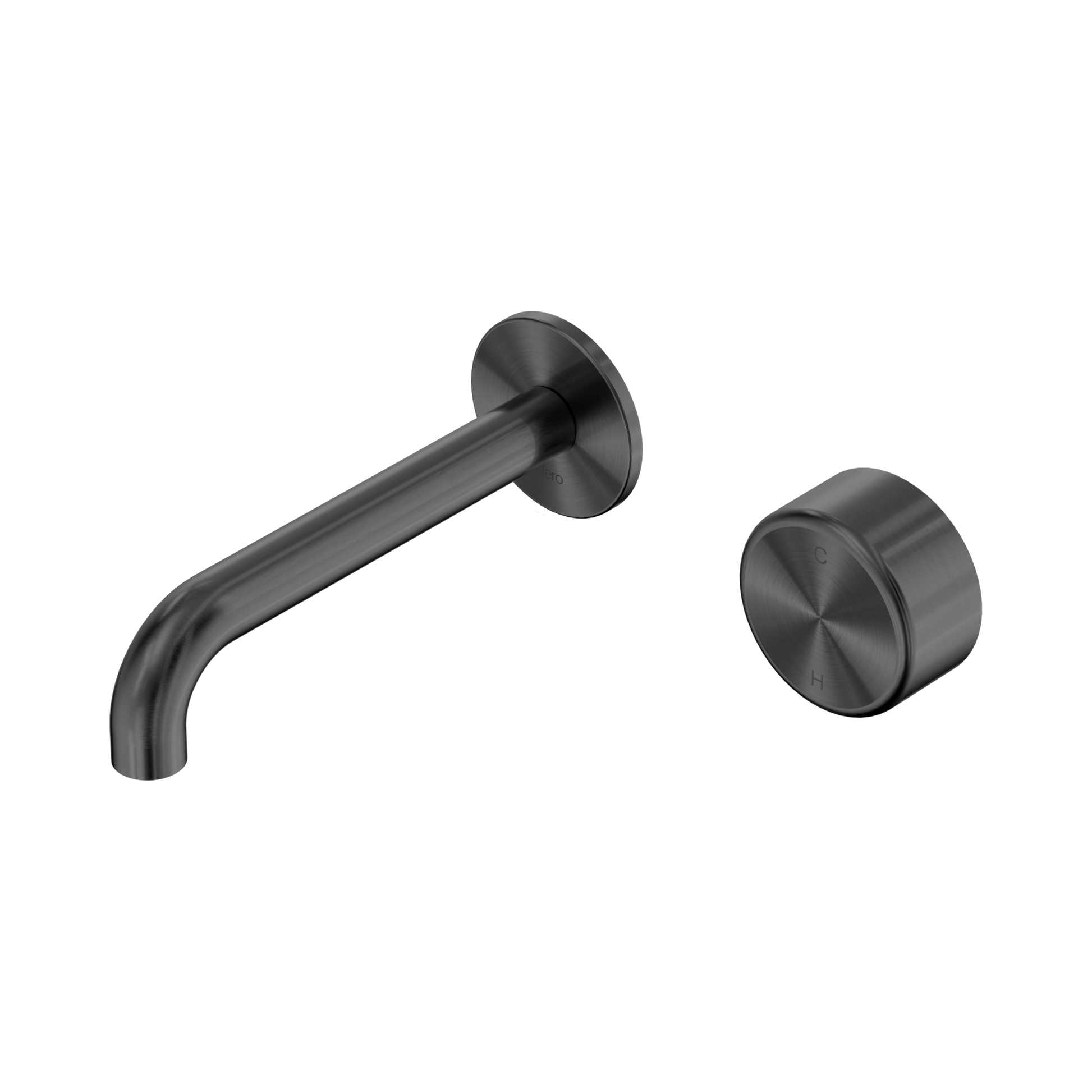 Nero Serenity Progressive Wall Basin Mixer 160mm Spout With Metal Handle, Gun Metal