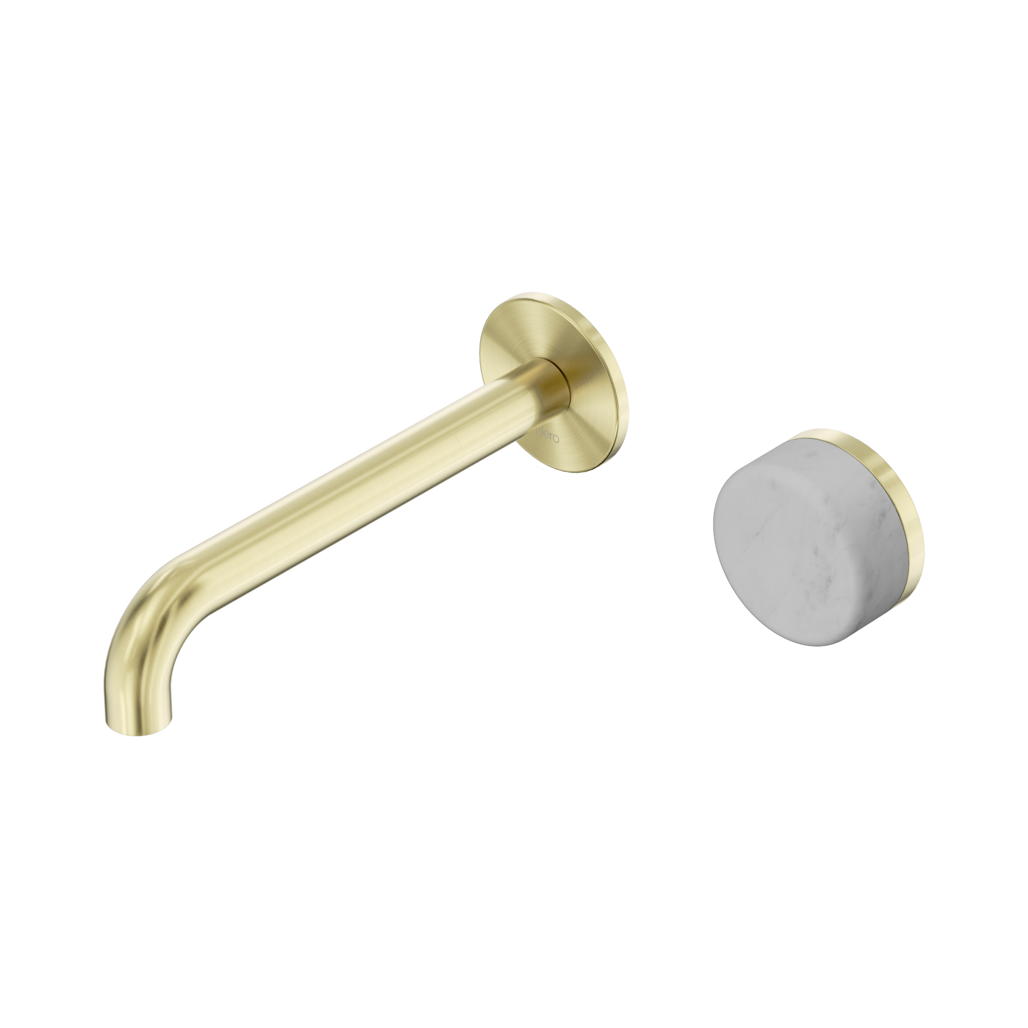 Nero Serenity Progressive Wall Basin Mixer 185mm Spout With Carrara Handle, Brushed Gold