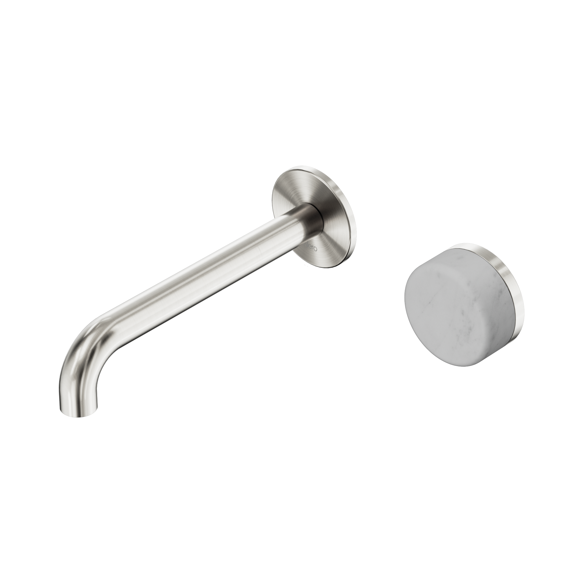 Nero Serenity Progressive Wall Basin Mixer 185mm Spout With Carrara Handle, Brushed Nickel