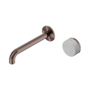 Nero Serenity Progressive Wall Basin Mixer 185mm Spout With Carrara Handle, Brushed Bronze