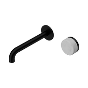 Nero Serenity Progressive Wall Basin Mixer 185mm Spout With Carrara Handle, Matte Black