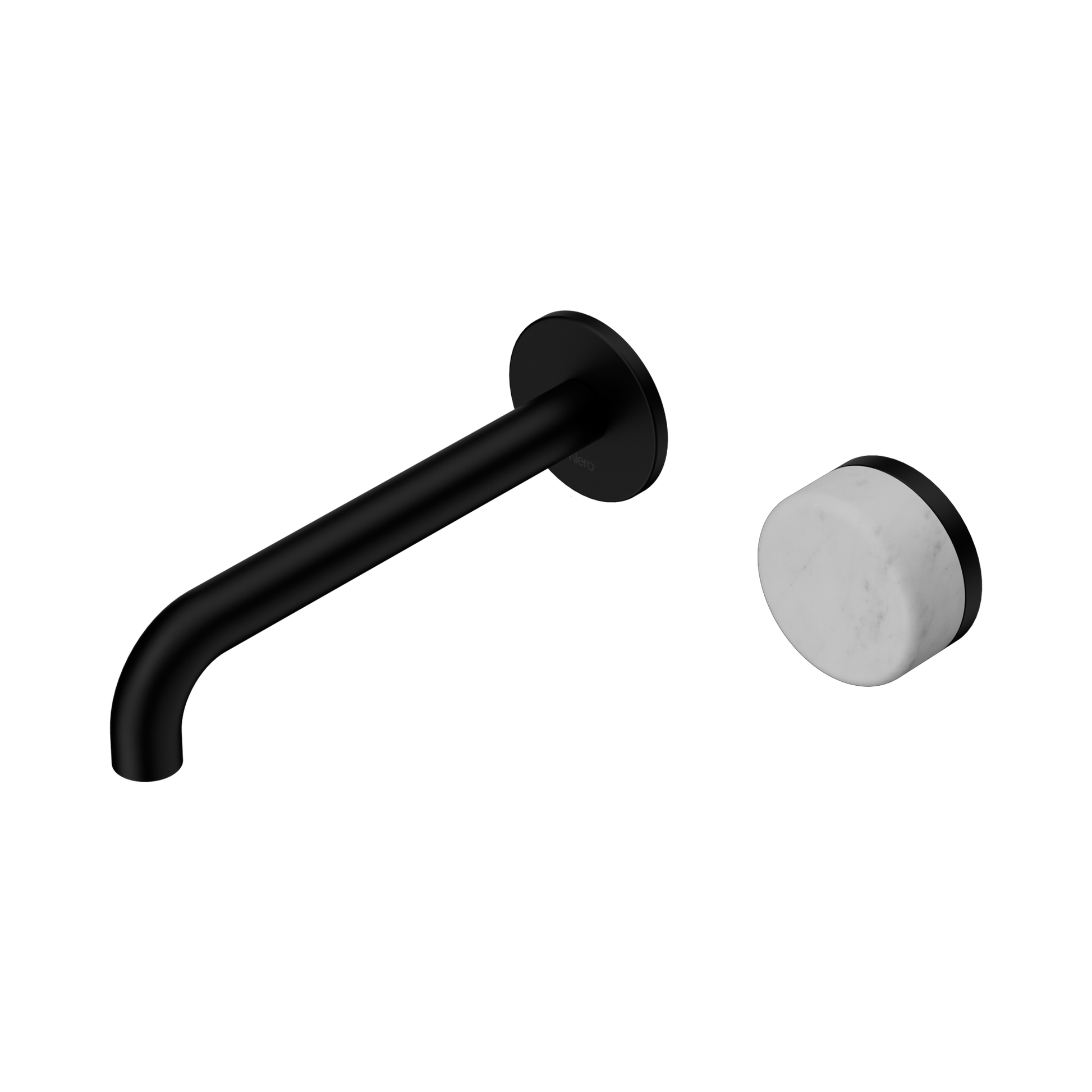 Nero Serenity Progressive Wall Basin Mixer 185mm Spout With Carrara Handle, Matte Black