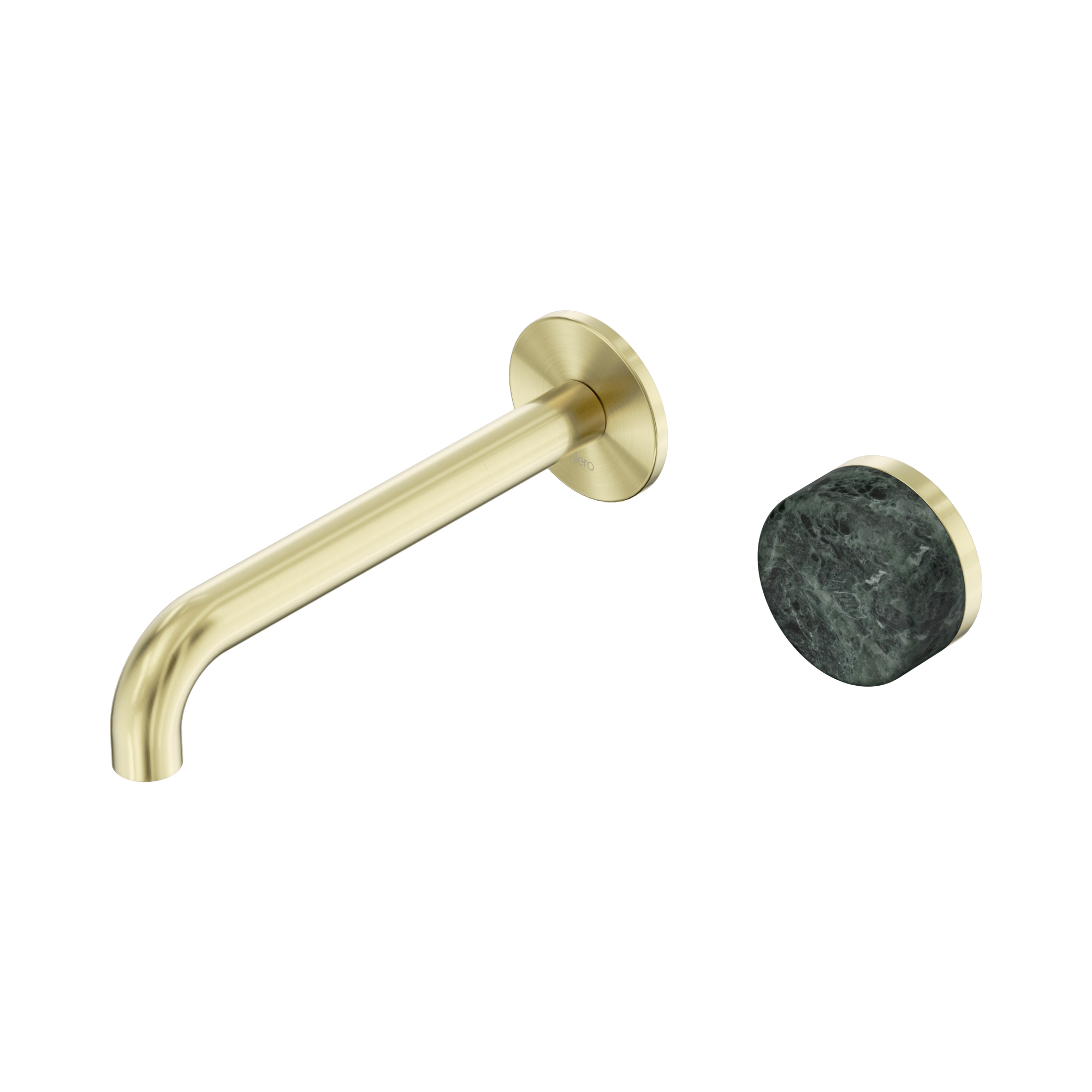 Nero Serenity Progressive Wall Basin Mixer 185mm Spout With Verde Alpi Handle, Brushed Gold