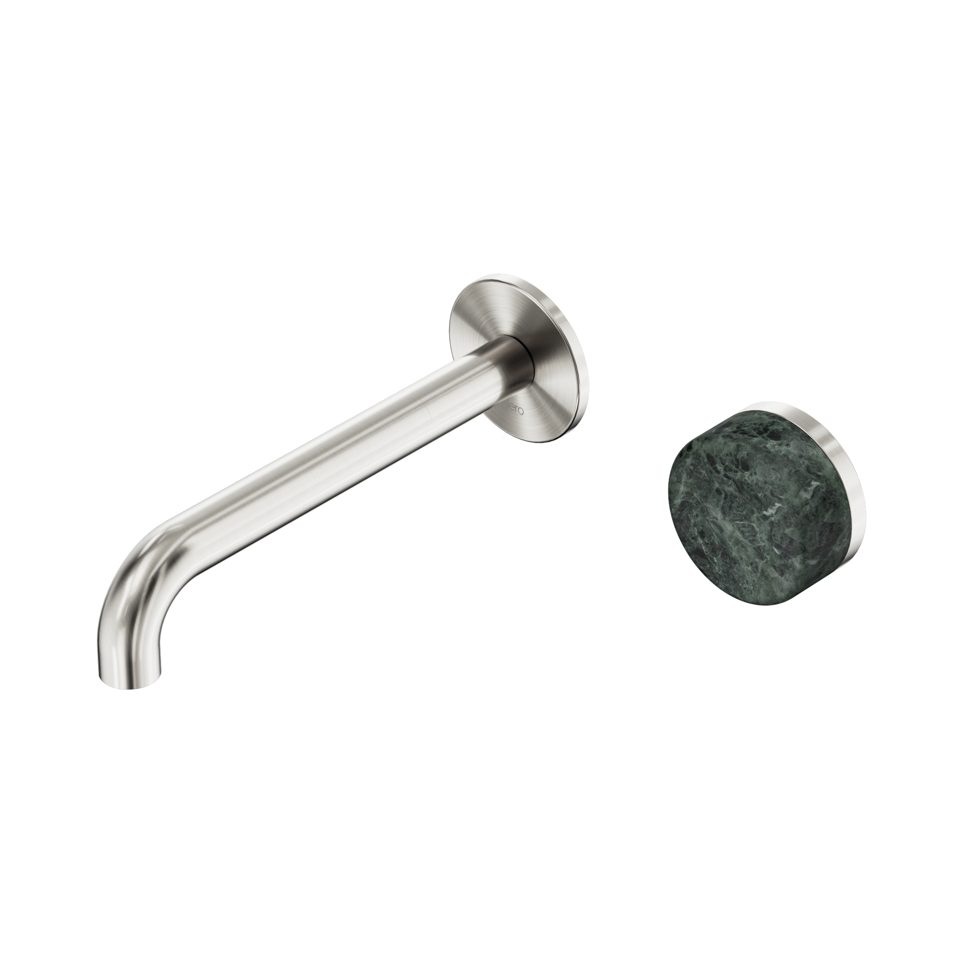 Nero Serenity Progressive Wall Basin Mixer 185mm Spout With Verde Alpi Handle, Brushed Nickel