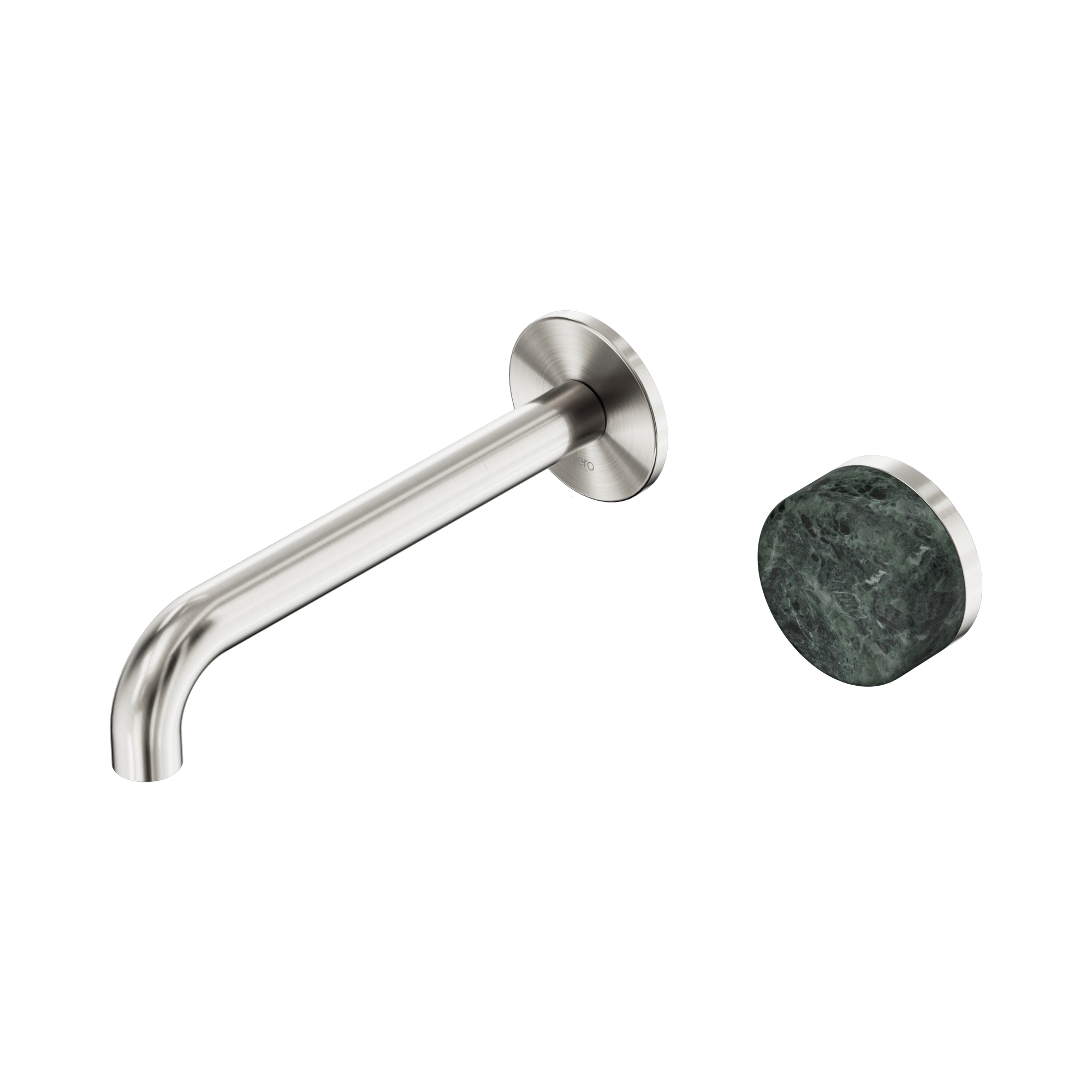 Nero Serenity Progressive Wall Basin Mixer 185mm Spout With Verde Alpi Handle, Brushed Nickel