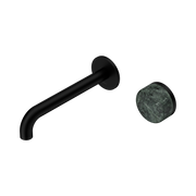 Nero Serenity Progressive Wall Basin Mixer 185mm Spout With Verde Alpi Handle, Matte Black