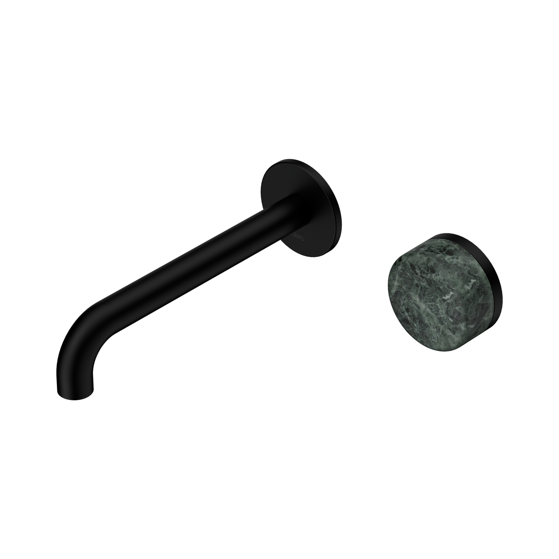 Nero Serenity Progressive Wall Basin Mixer 185mm Spout With Verde Alpi Handle, Matte Black