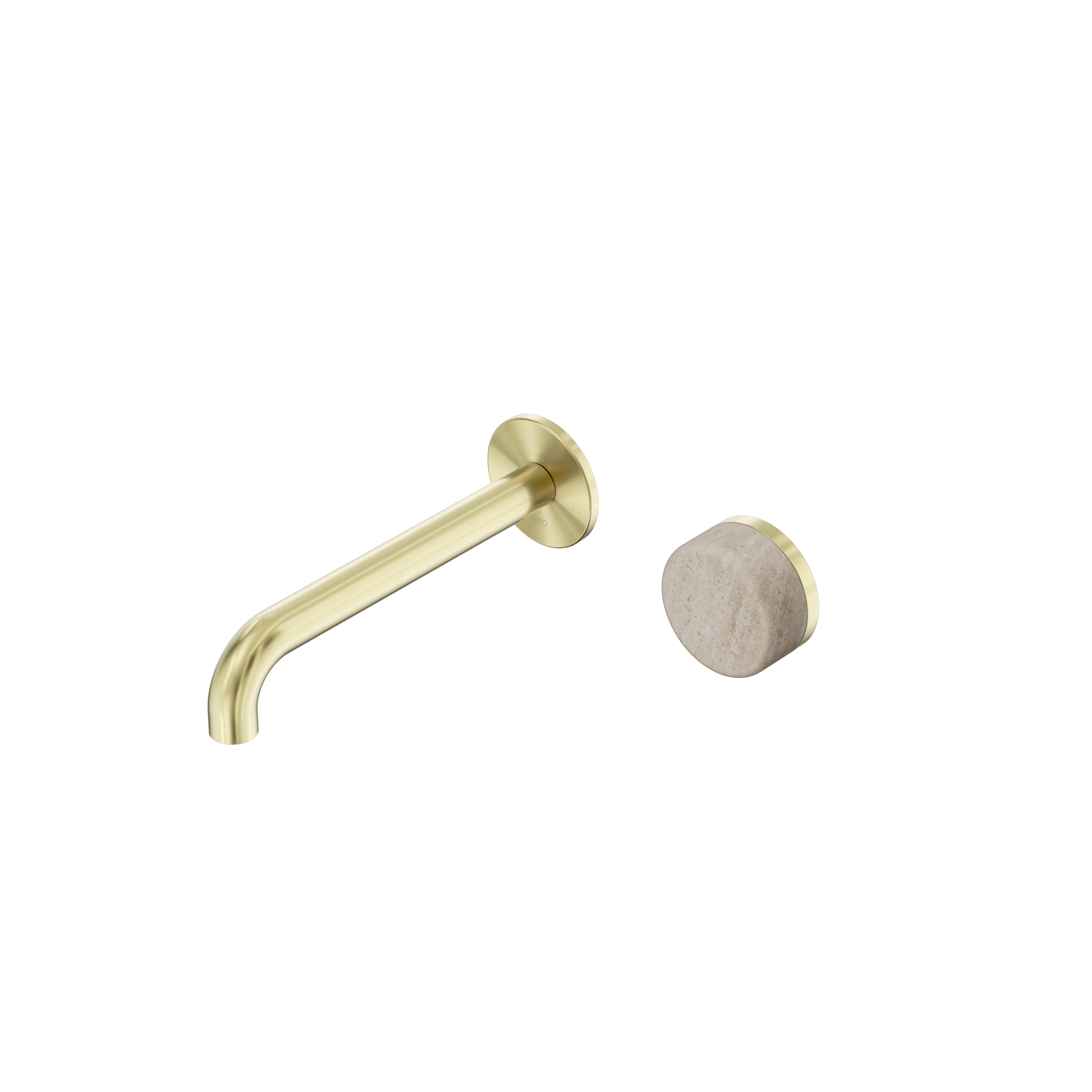 Nero Serenity Progressive Wall Basin Mixer Spout With Rome Travertine Handle