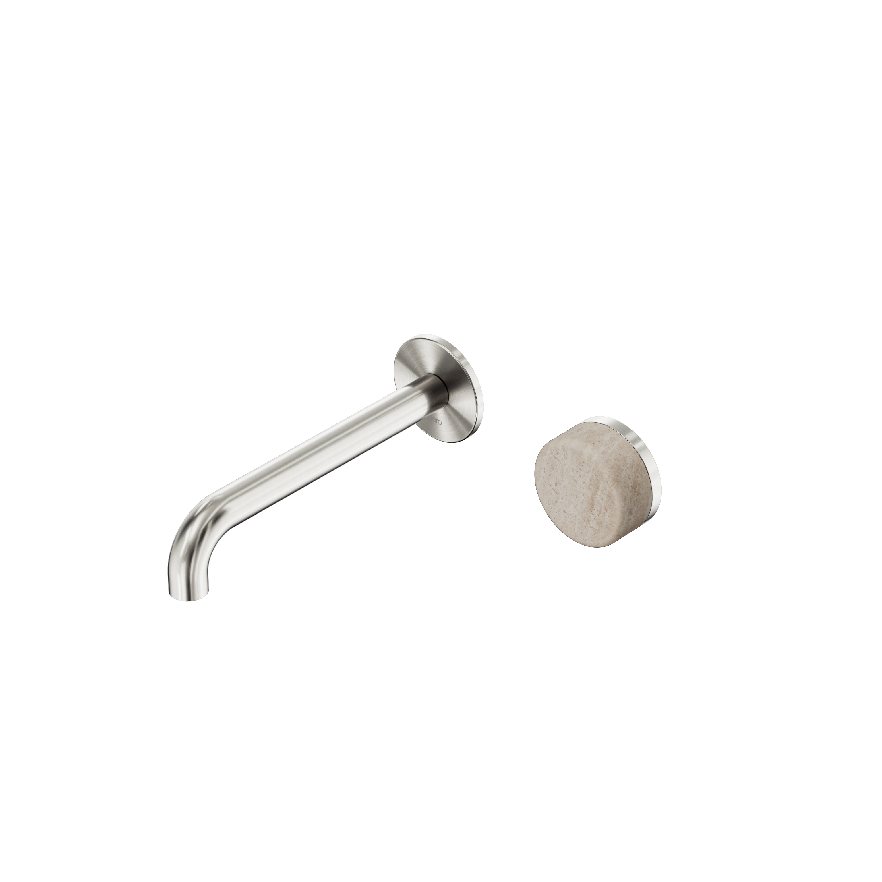 Nero Serenity Progressive Wall Basin Mixer Spout With Rome Travertine Handle