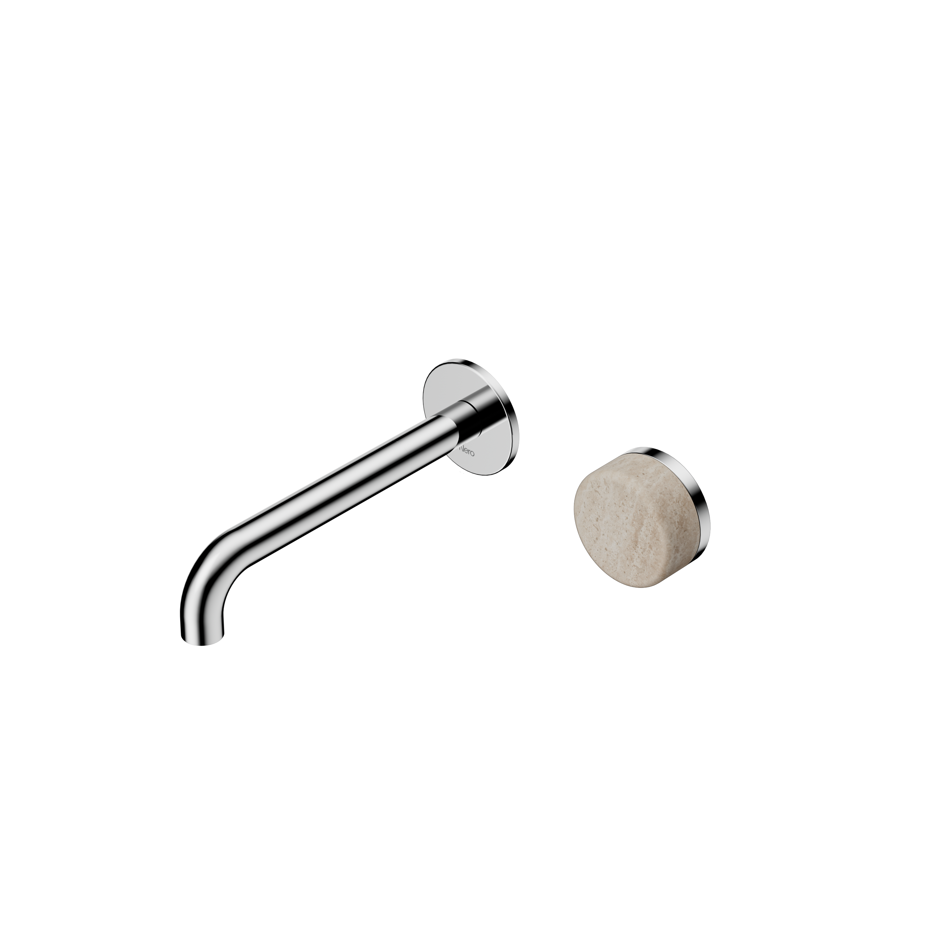 Nero Serenity Progressive Wall Basin Mixer Spout With Rome Travertine Handle
