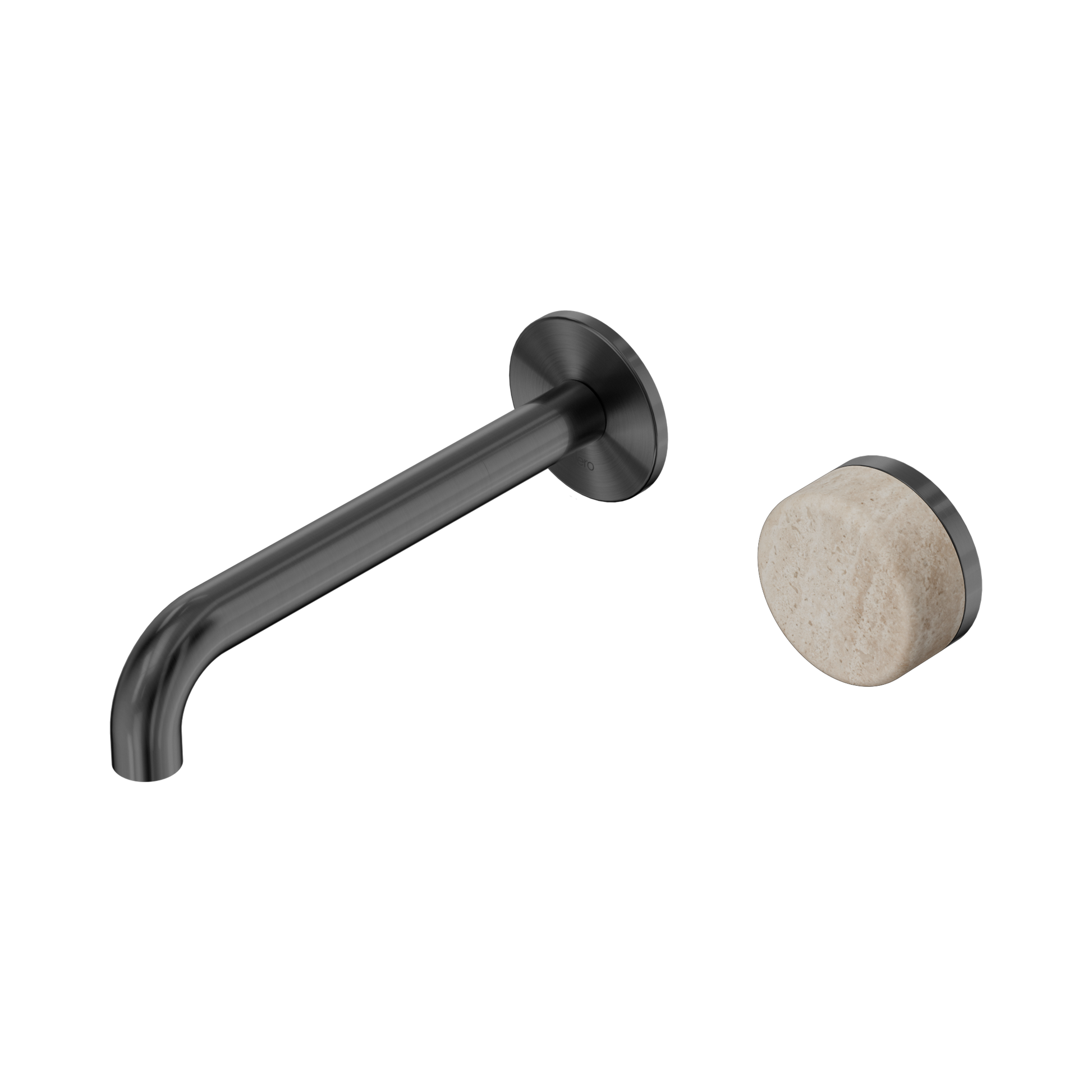 Nero Serenity Progressive Wall Basin Mixer 185mm Spout With Rome Travertine Handle, Gun Metal