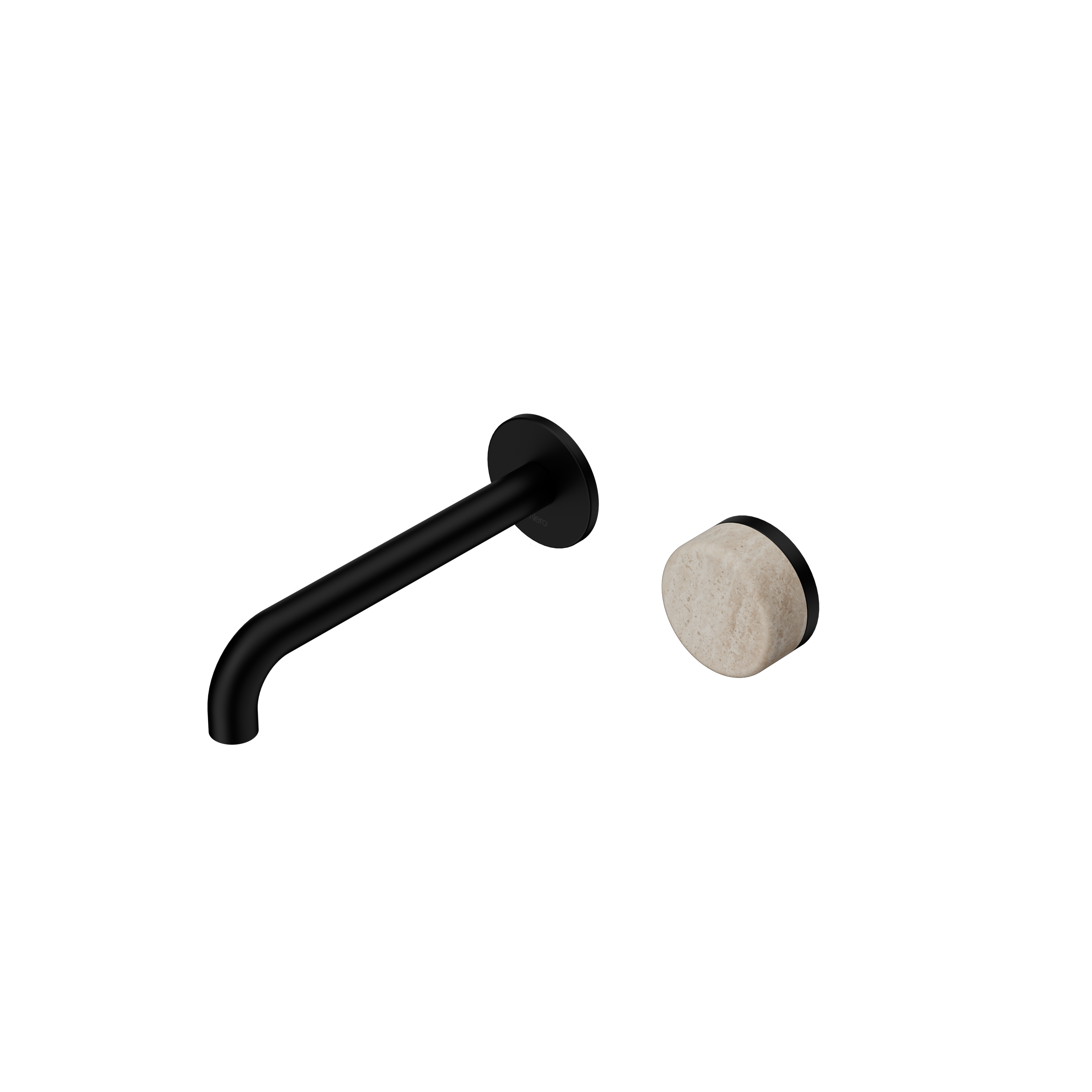 Nero Serenity Progressive Wall Basin Mixer Spout With Rome Travertine Handle