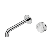 Nero Serenity Progressive Wall Basin Mixer 185mm Spout With Arabescato Corchia Handle, Chrome