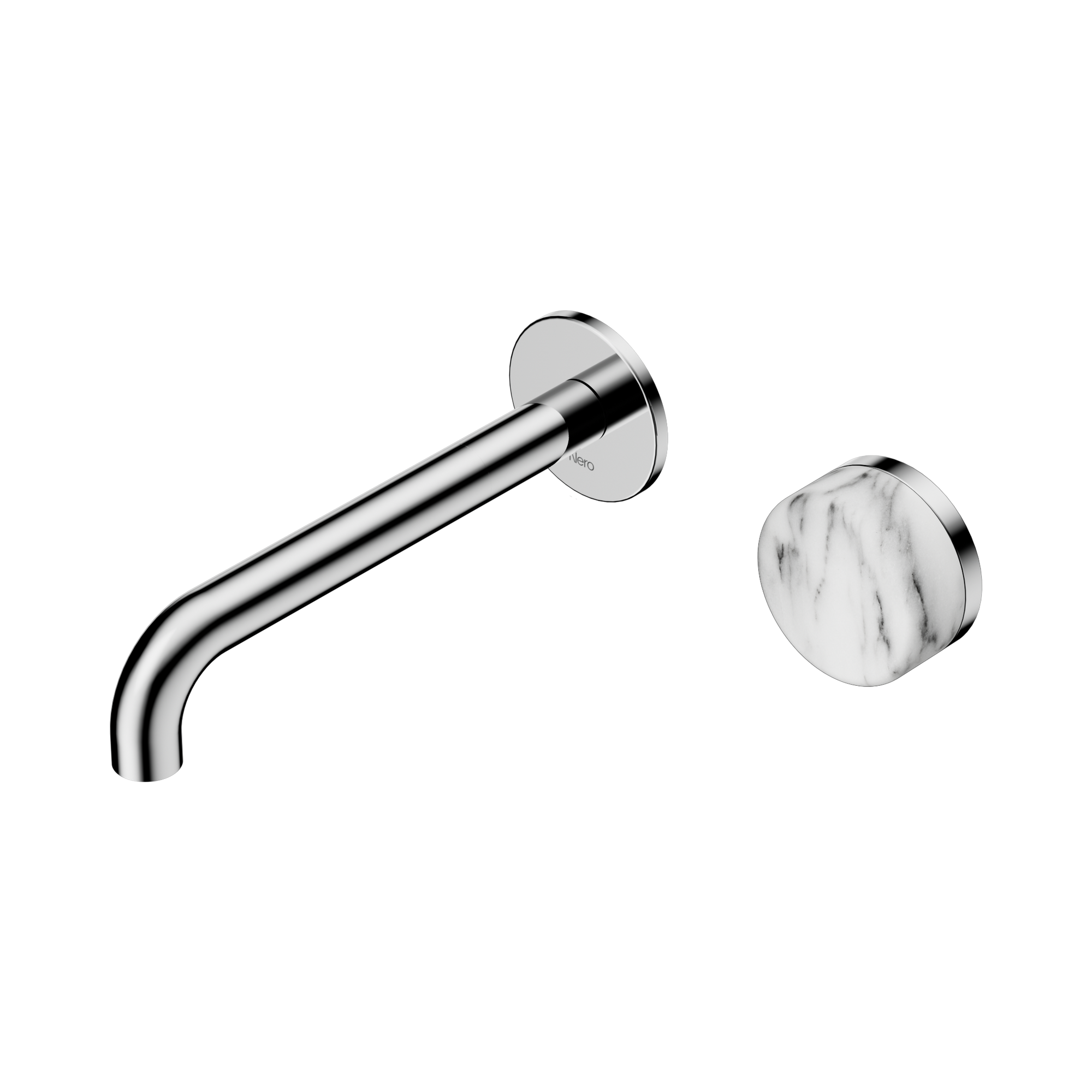 Nero Serenity Progressive Wall Basin Mixer 185mm Spout With Arabescato Corchia Handle, Chrome