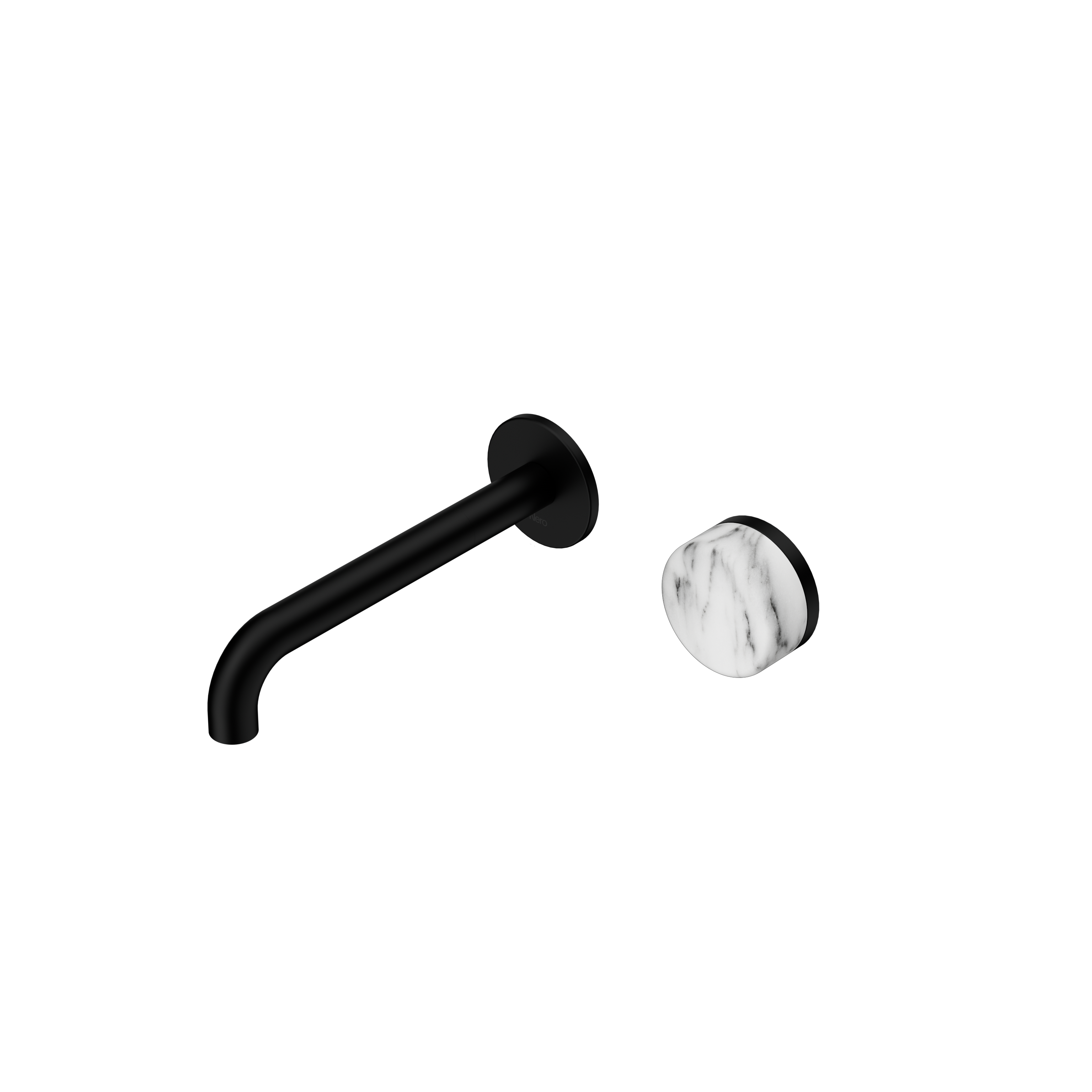 Nero Serenity Progressive Wall Basin Mixer Spout With Arabescato Corchia Handle