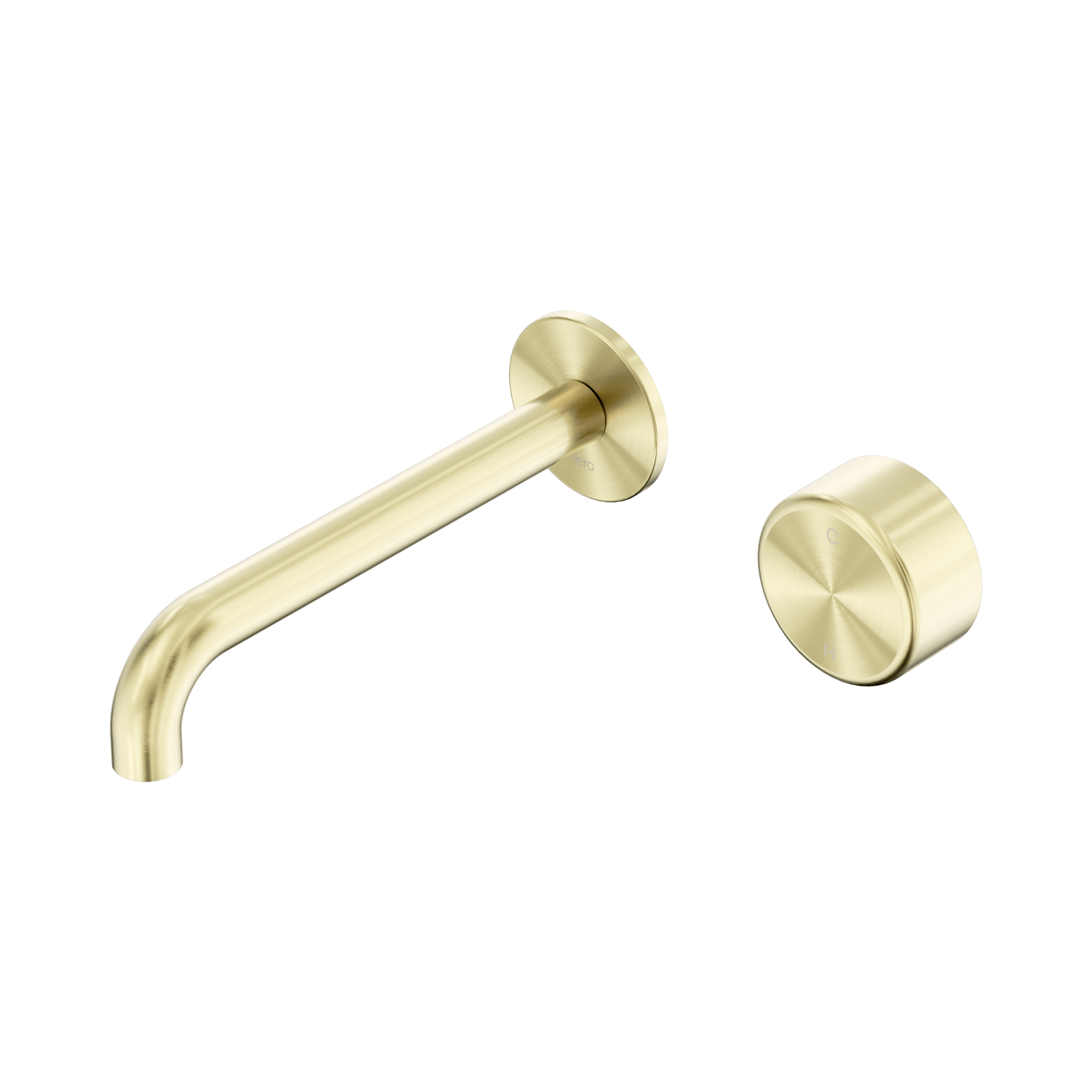 Nero Serenity Progressive Wall Basin Mixer 185mm Spout With Metal Handle, Brushed Gold