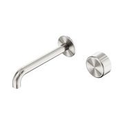 Nero Serenity Progressive Wall Basin Mixer 185mm Spout With Metal Handle, Brushed Nickel