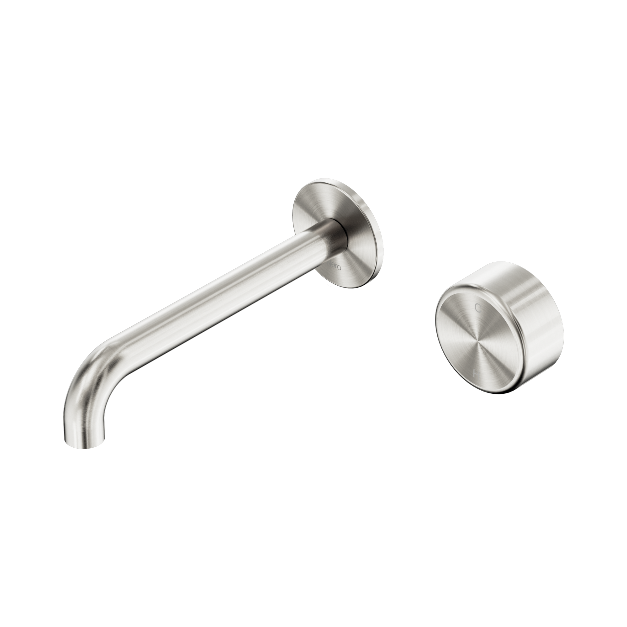 Nero Serenity Progressive Wall Basin Mixer 185mm Spout With Metal Handle, Brushed Nickel