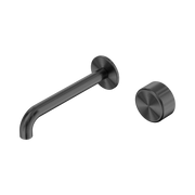 Nero Serenity Progressive Wall Basin Mixer 185mm Spout With Metal Handle, Gun Metal