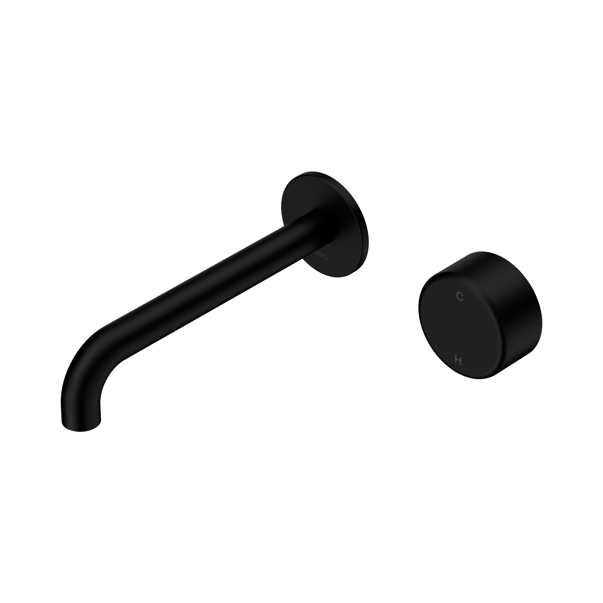 Nero Serenity Progressive Wall Basin Mixer 185mm Spout With Metal Handle, Matte Black